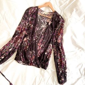 Love Stitch Crossover Long Sleeve Blouse Size L